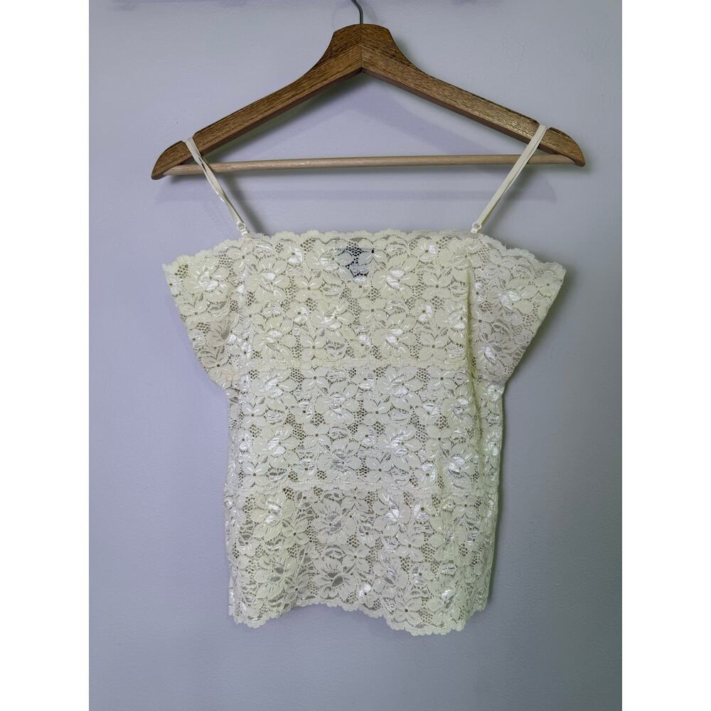 Rue21 Y2K Cream Floral Lace Sheer Cami Tank Top Fairycore Mermaidcore Large - Picture 4 of 7